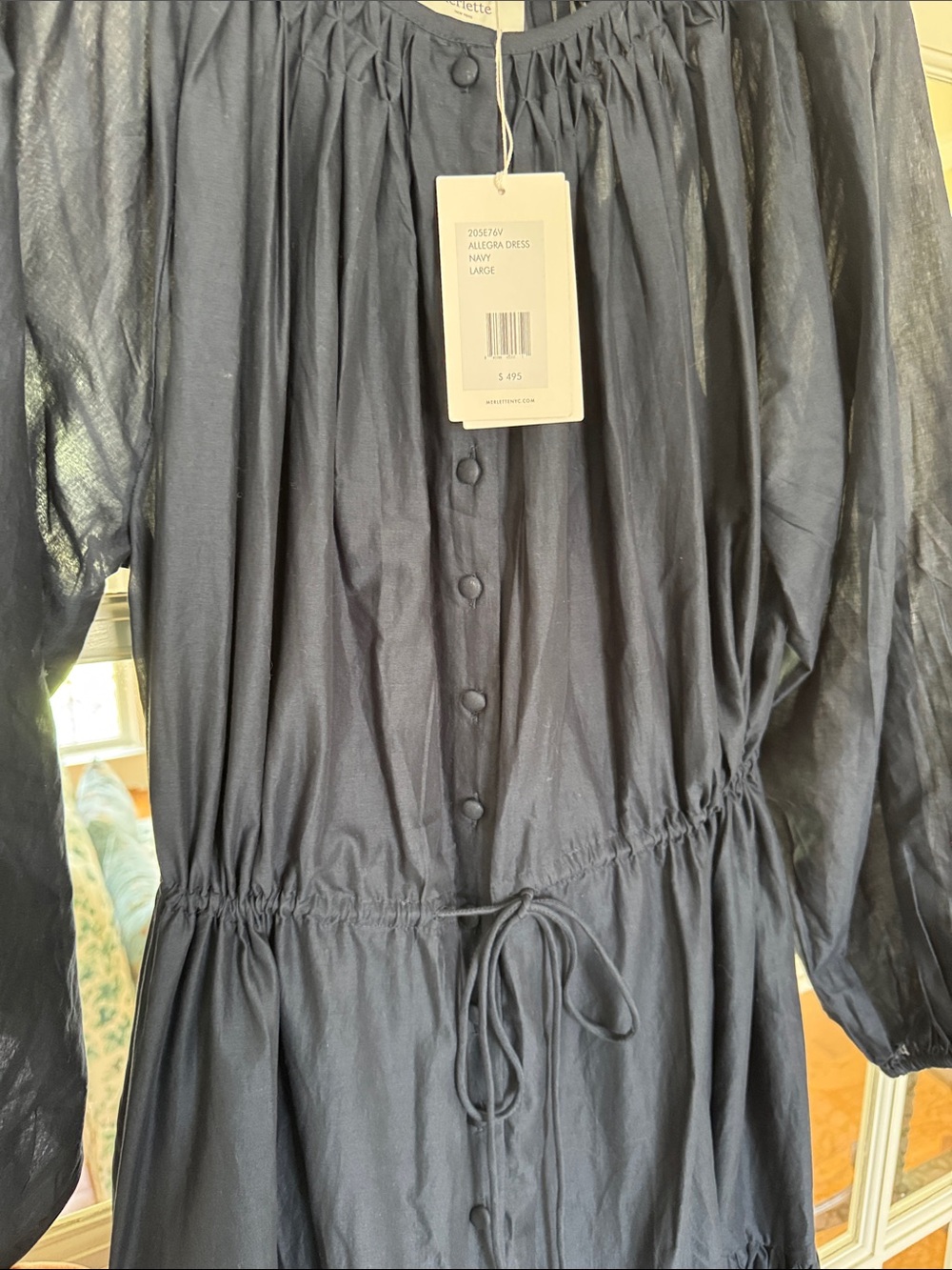 Merlette Navy Button-Front Tiered Maxi Dress - Picture 5 of 7